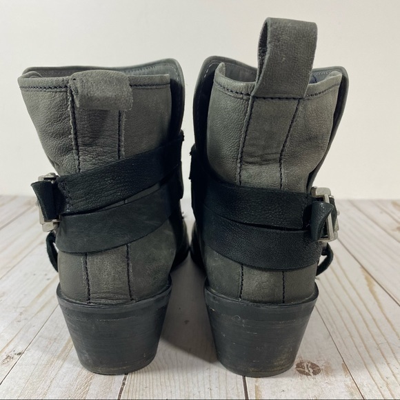 SL by Sacha London Nubuck Leather Grey Moto Ankle Boots 9 - Picture 3 of 11